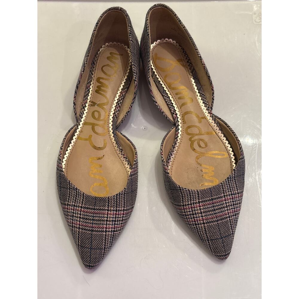 SAM EDELMAN Plaid Fabric D’Orsay Pointed Toe Flats 8M